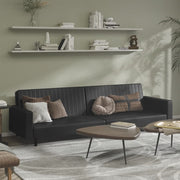 Sofá-cama de 2 lugares couro artificial preto