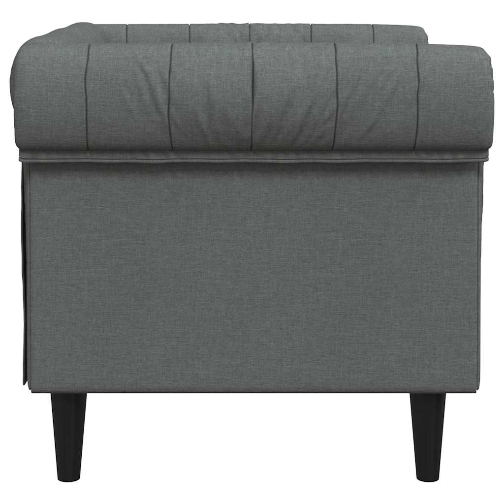 Sofá chesterfield tecido cinzento-escuro