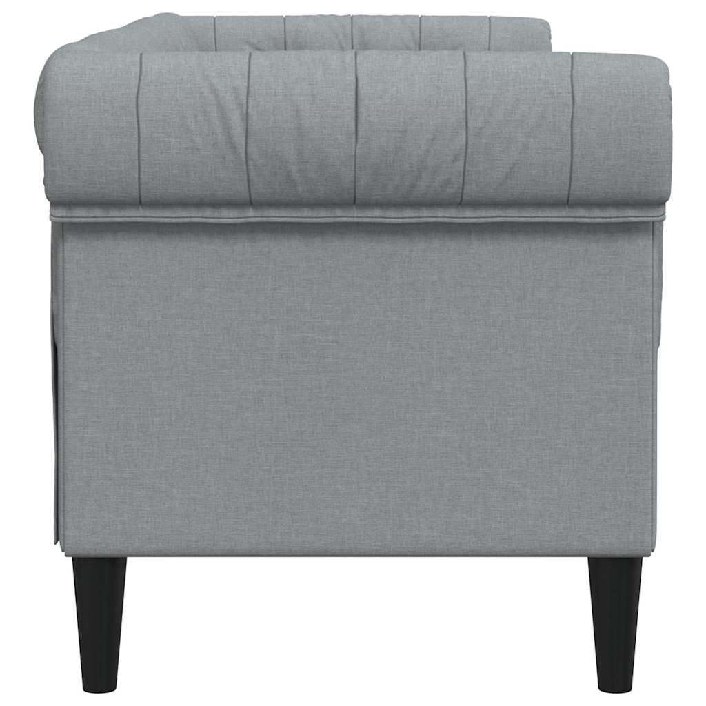 Sofá chesterfield de 2 lugares tecido cinzento-claro