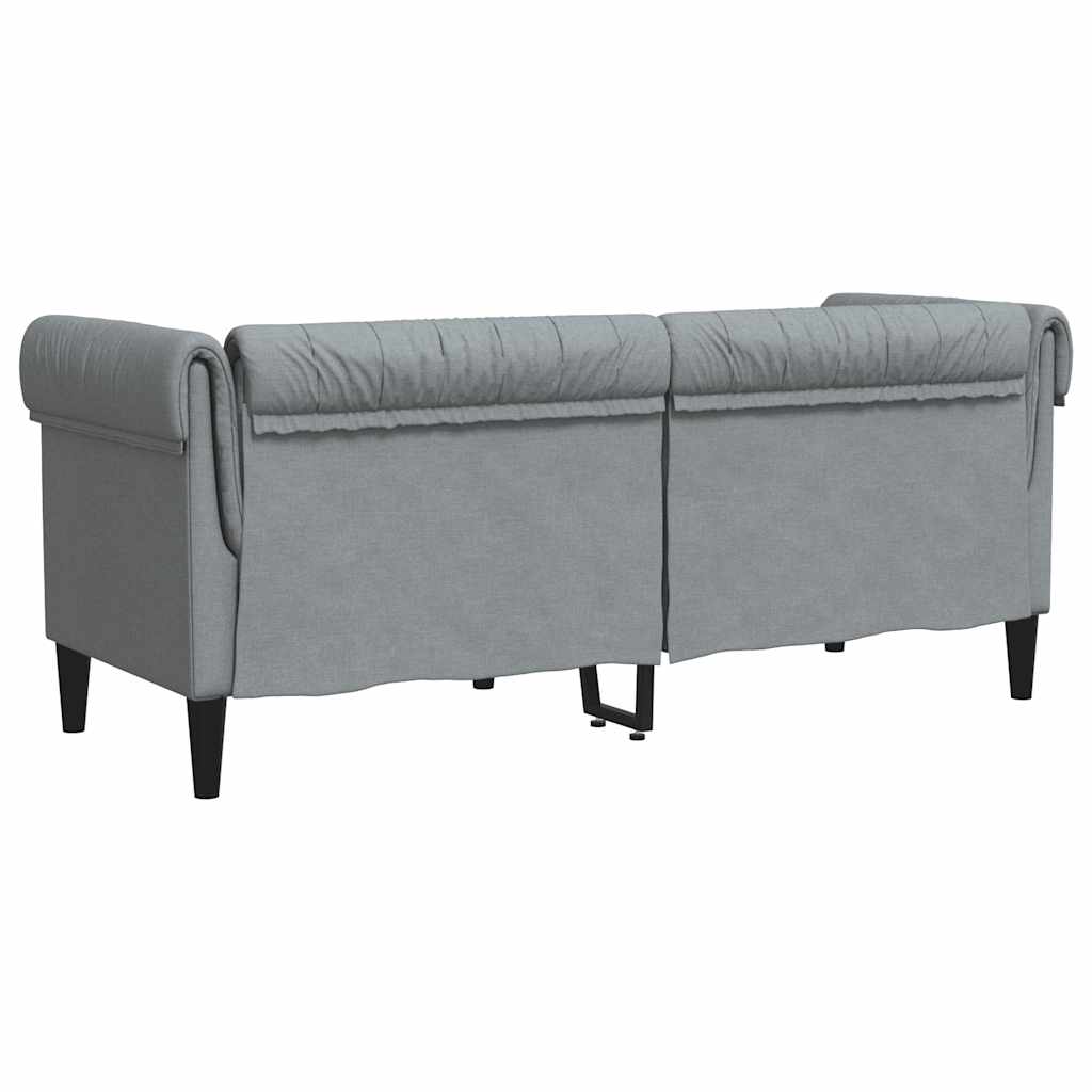 Sofá chesterfield de 2 lugares tecido cinzento-claro