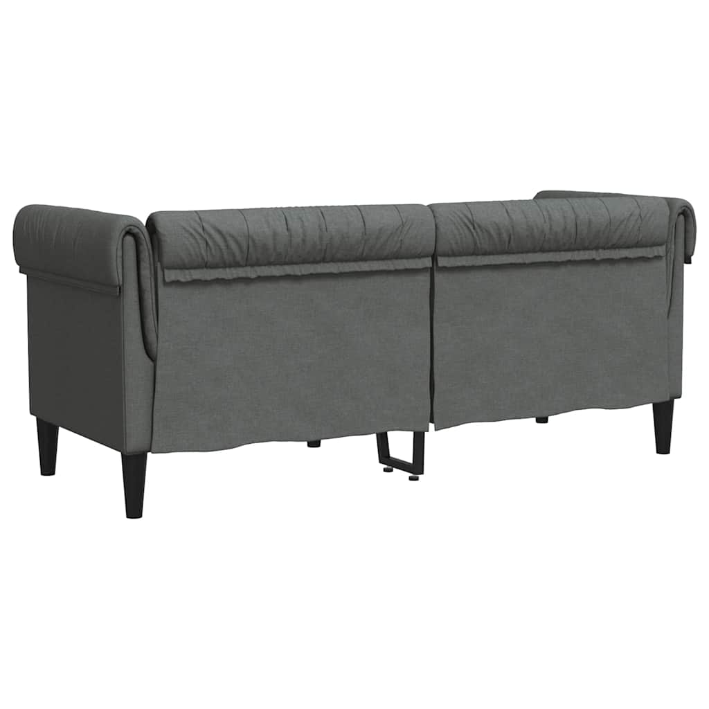 Sofá chesterfield 2 lugares tecido cinzento-escuro