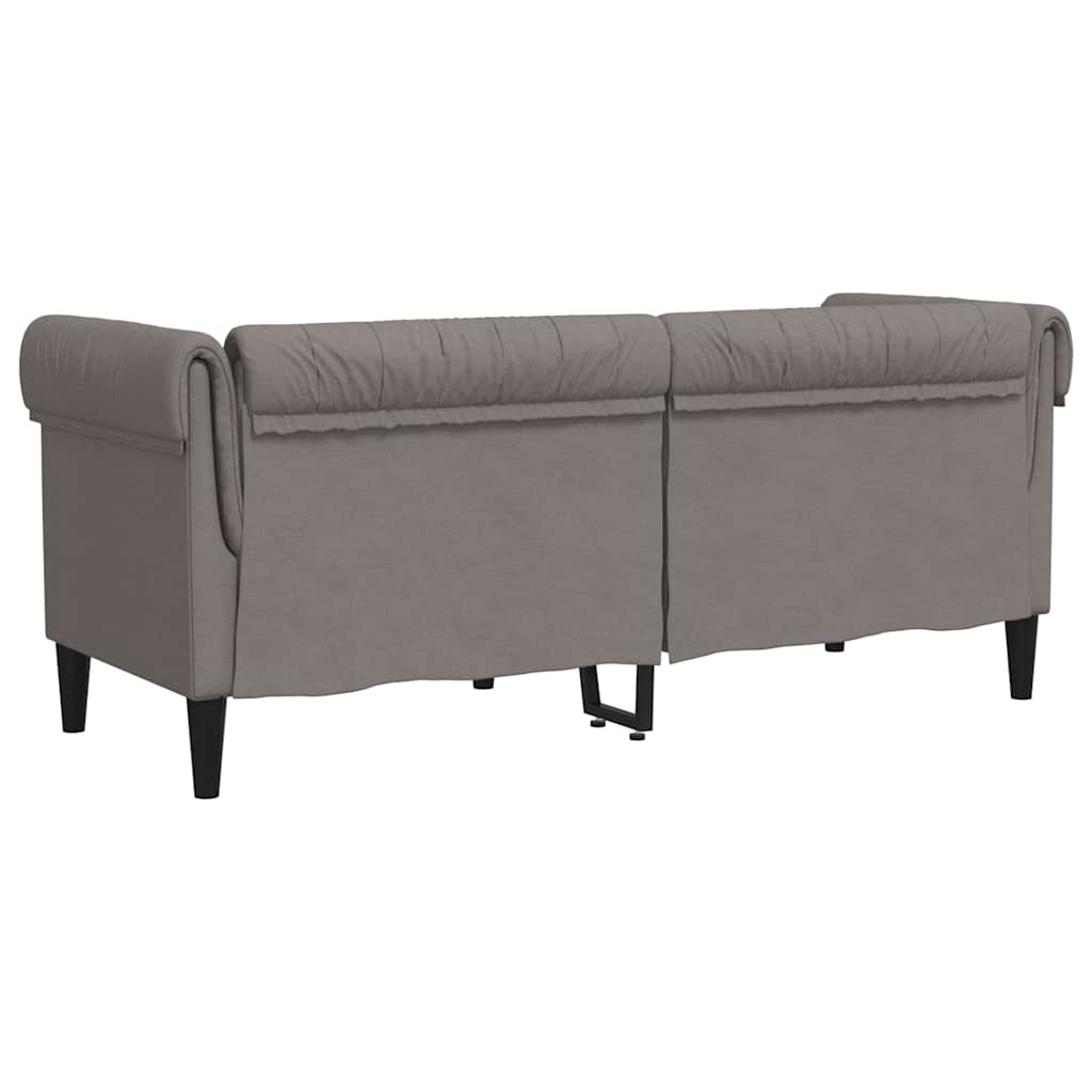 Sofá chesterfield 2 lugares tecido cinzento-acastanhado