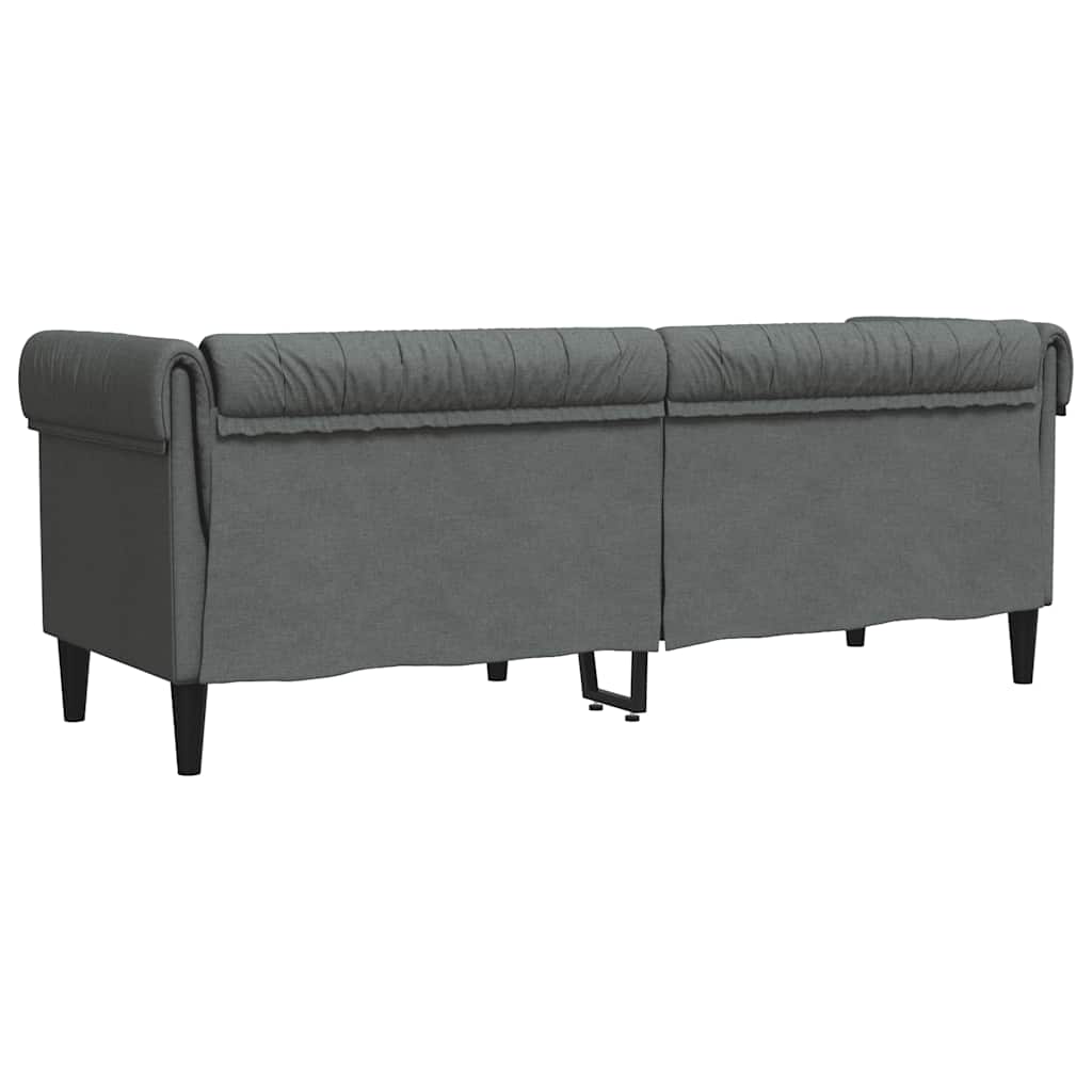 Sofá chesterfield 3 lugares tecido cinzento-escuro