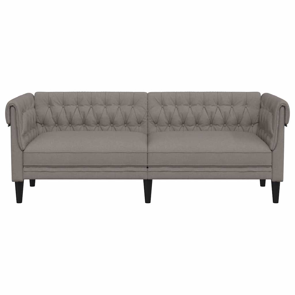Sofá chesterfield 3 lugares tecido cinzento-acastanhado