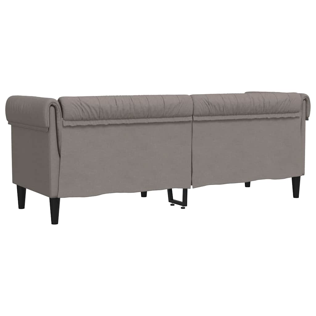 Sofá chesterfield 3 lugares tecido cinzento-acastanhado
