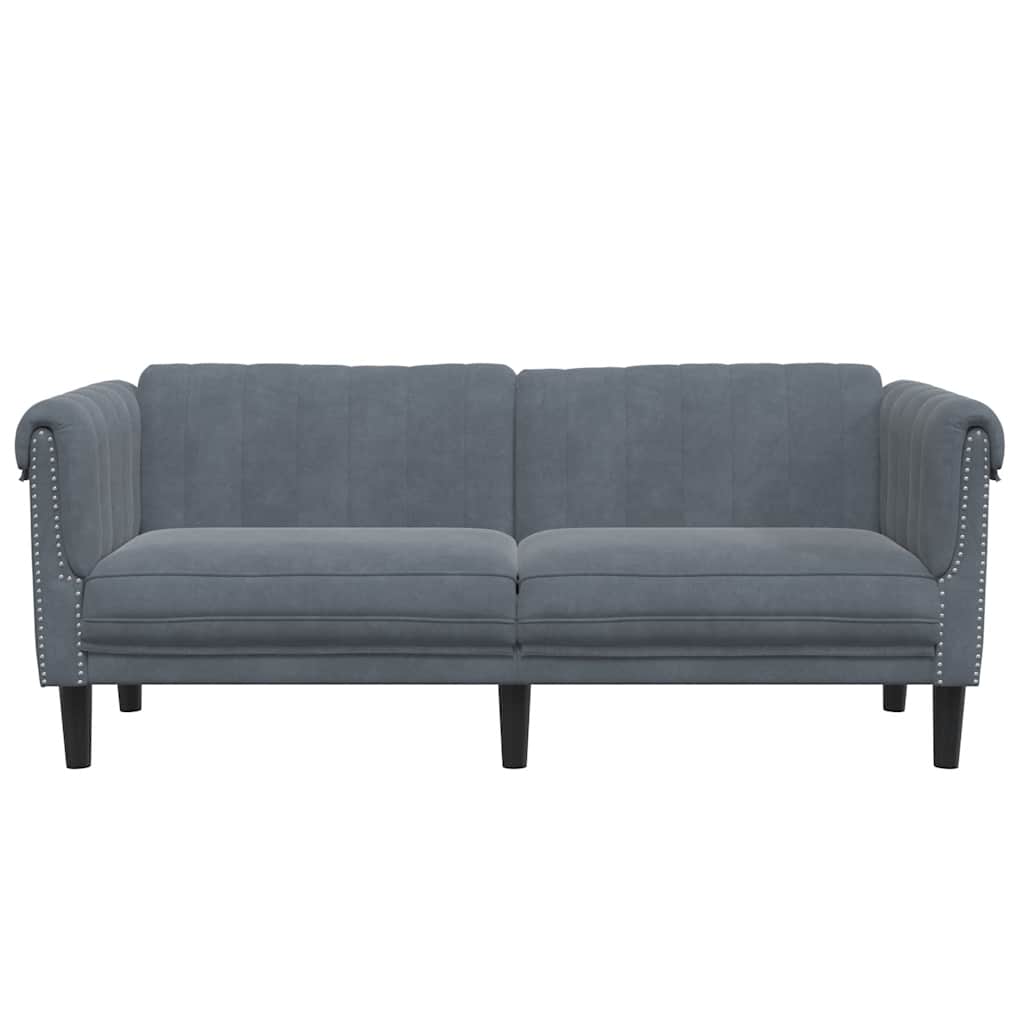 Sofá de 2 lugares veludo cinzento-escuro