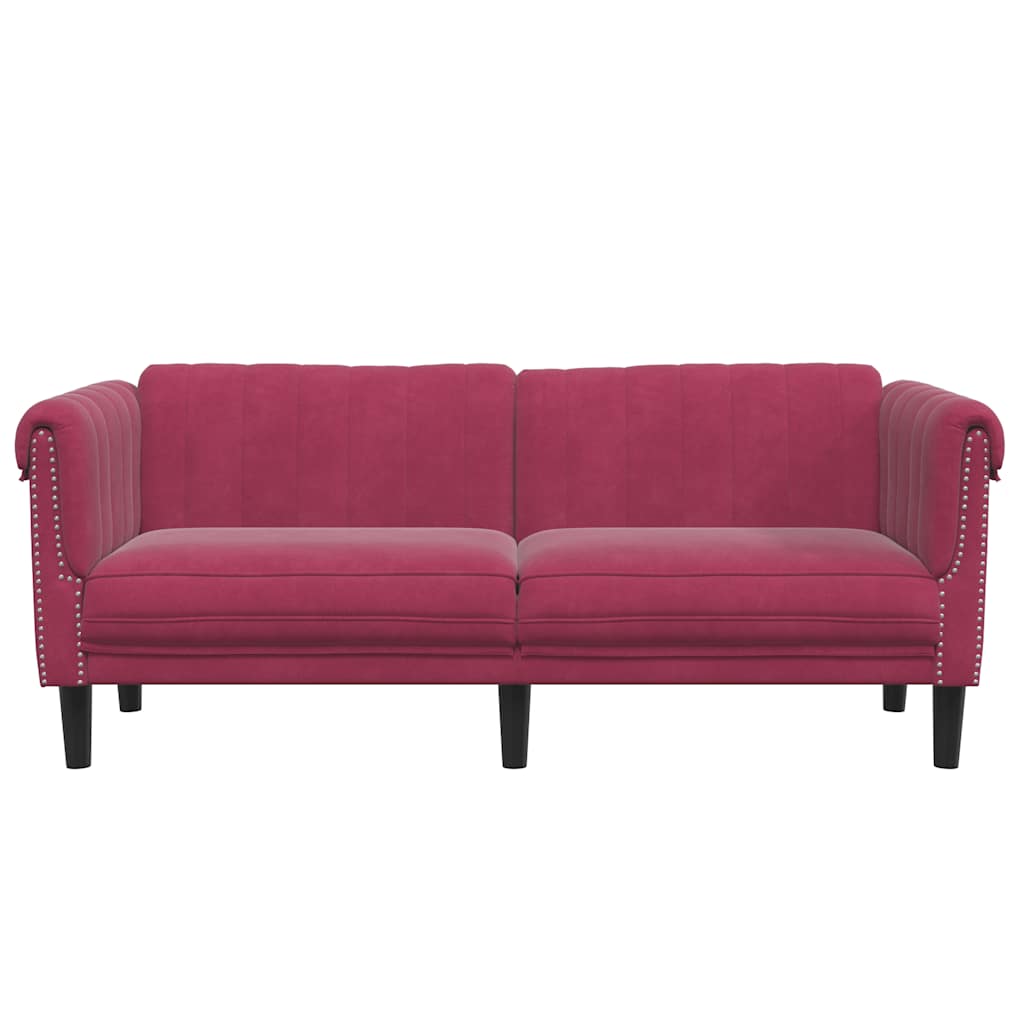 Sofá de 2 lugares veludo vermelho tinto