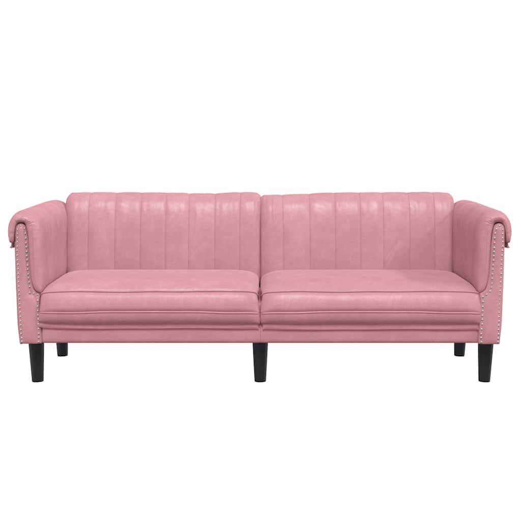 Sofá de 3 lugares veludo rosa
