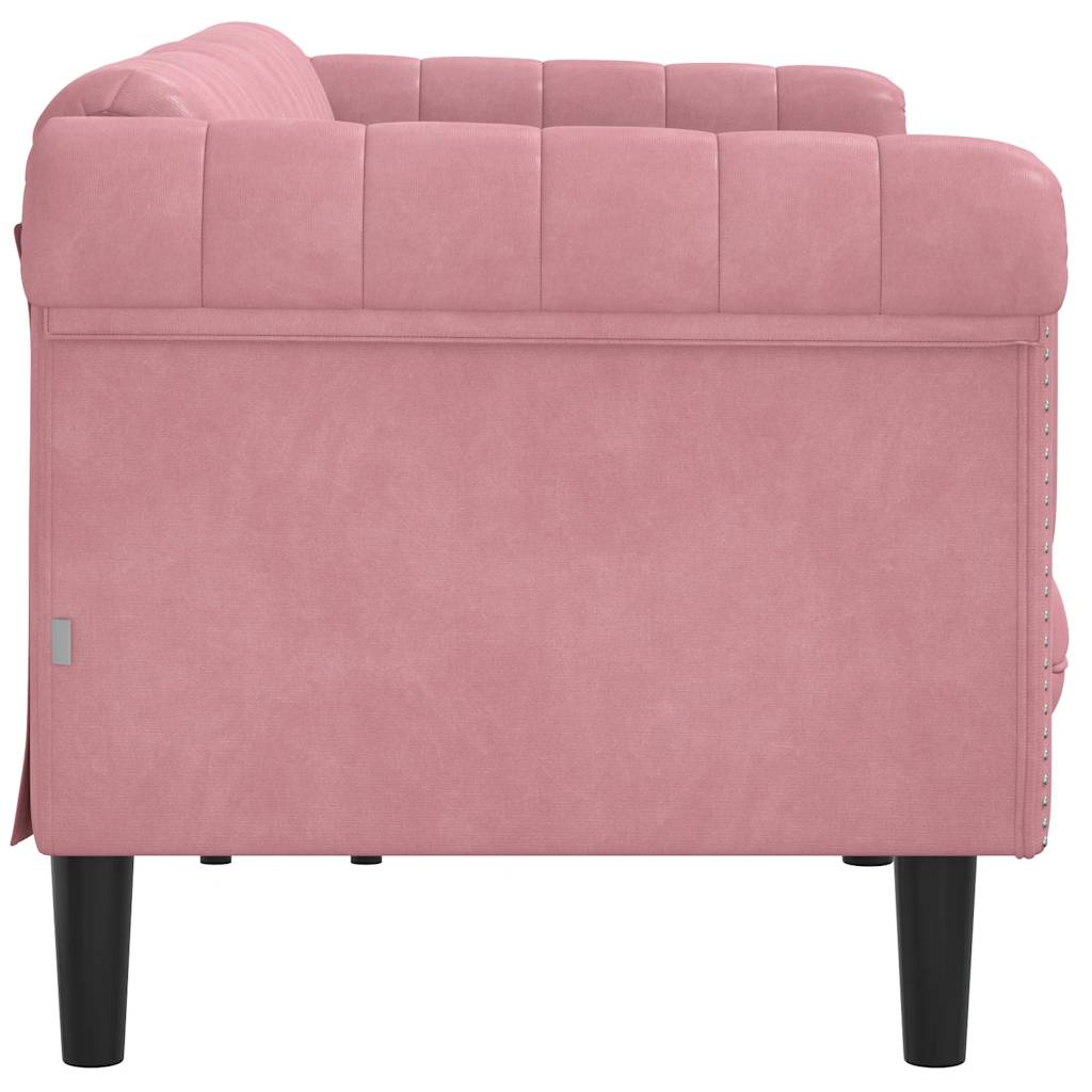 Sofá de 3 lugares veludo rosa