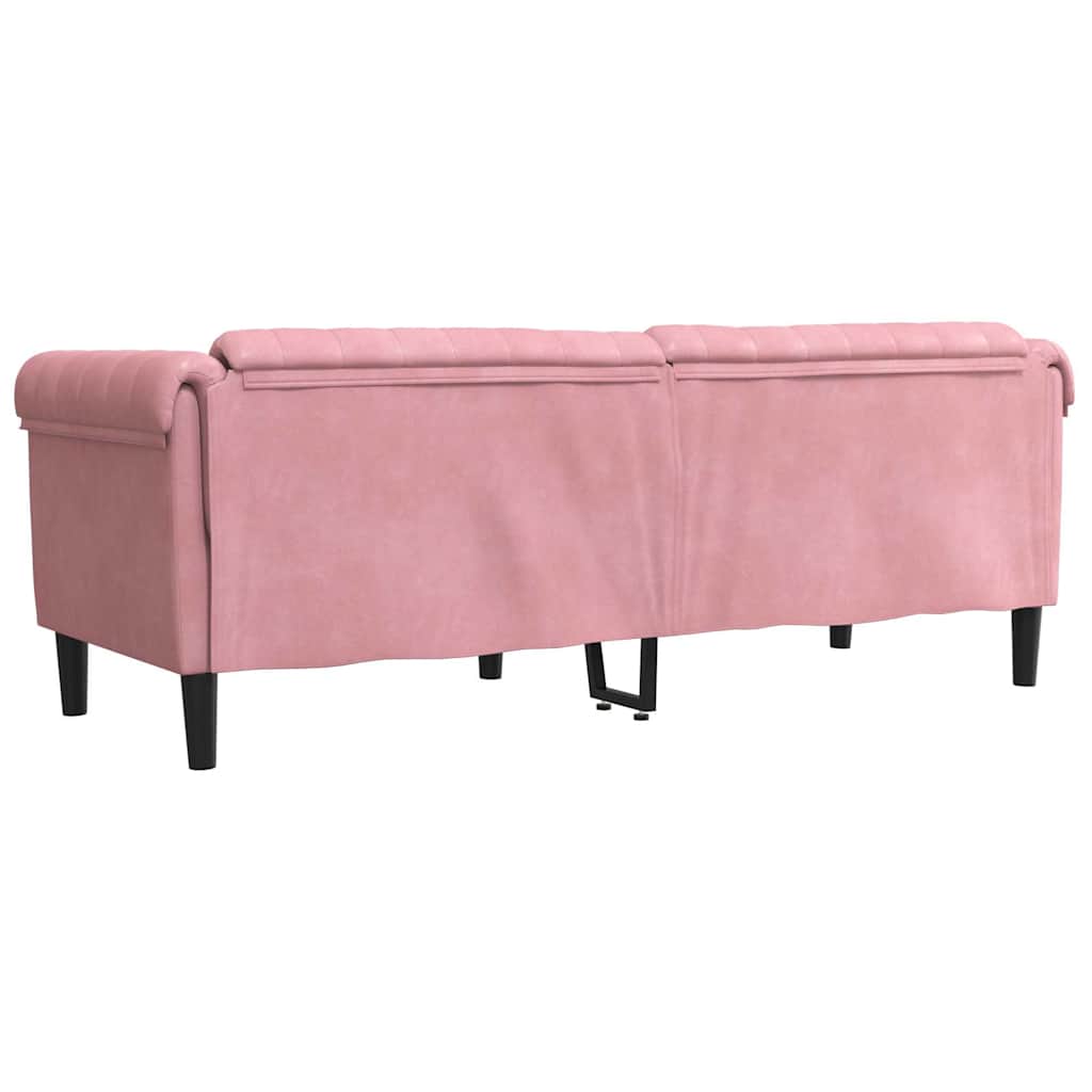 Sofá de 3 lugares veludo rosa