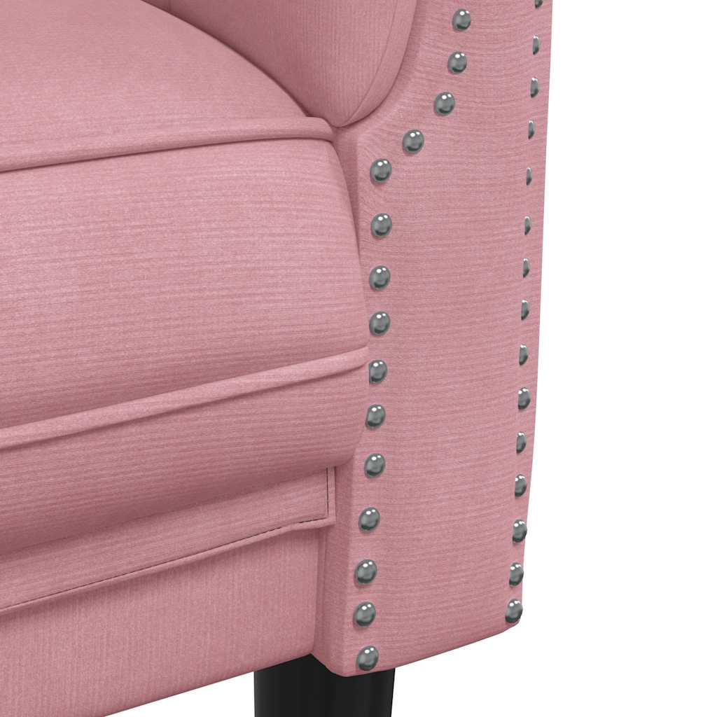 Sofá de 3 lugares veludo rosa