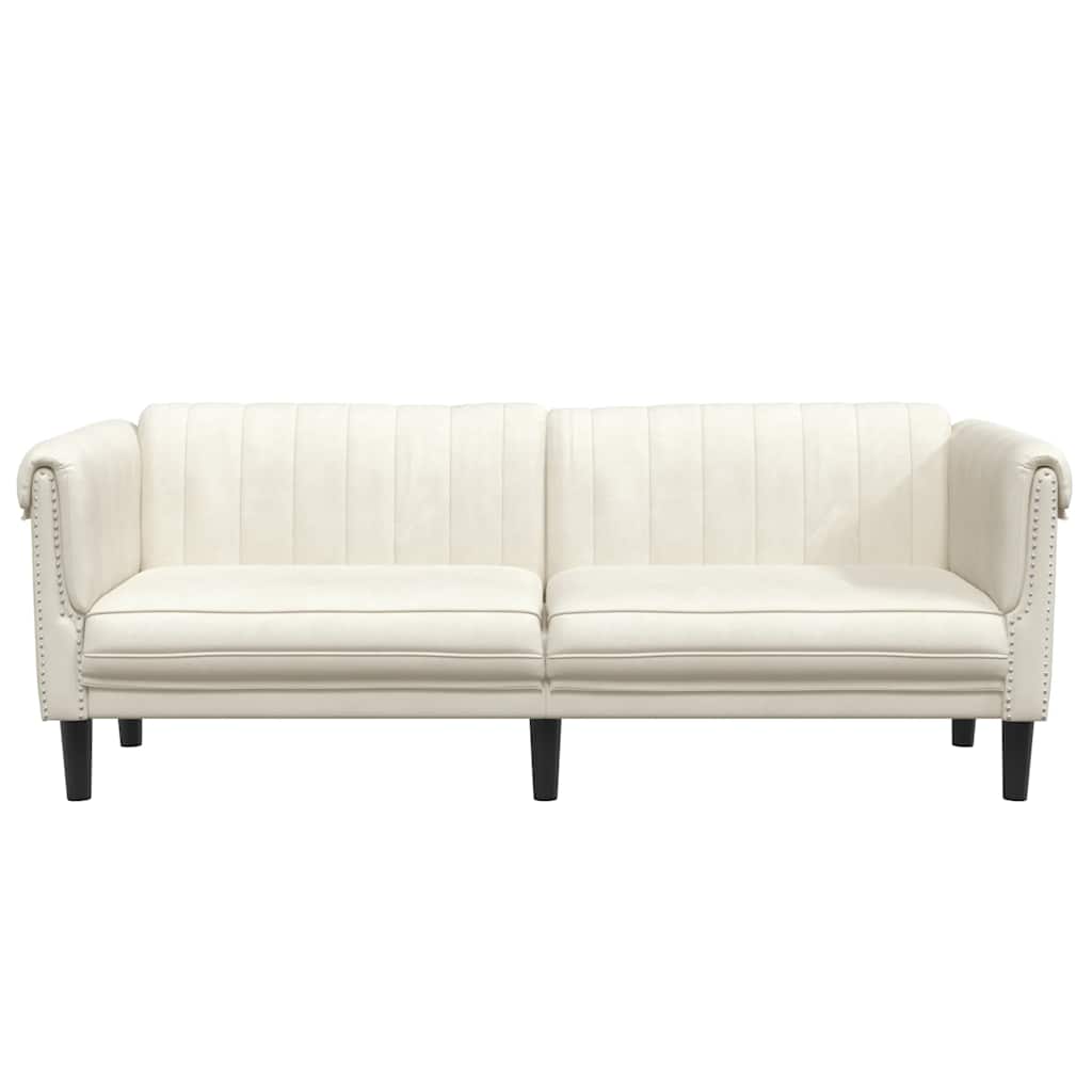 Sofá de 3 lugares veludo cor creme