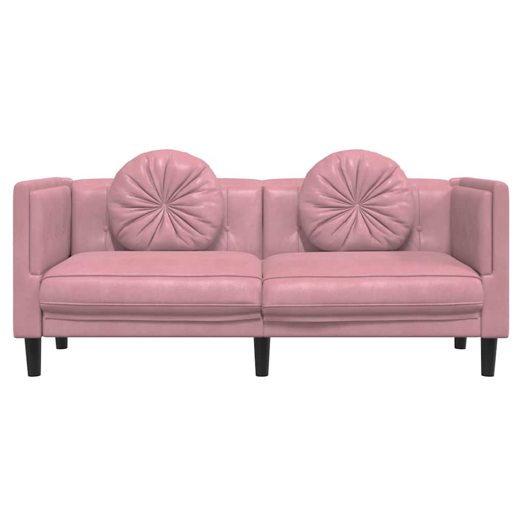 Sofá com almofadões 2 lugares veludo rosa