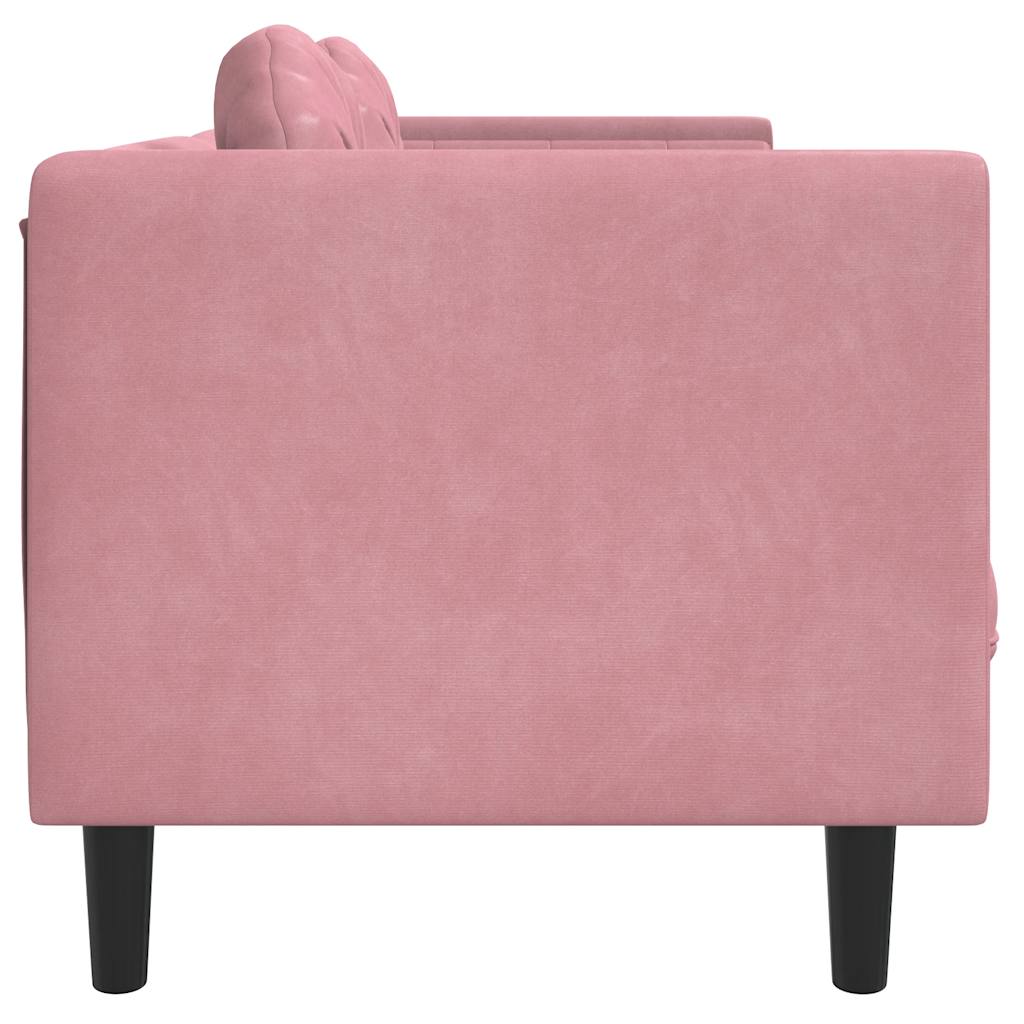 Sofá com almofadões 2 lugares veludo rosa