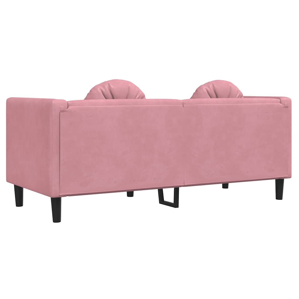 Sofá com almofadões 2 lugares veludo rosa