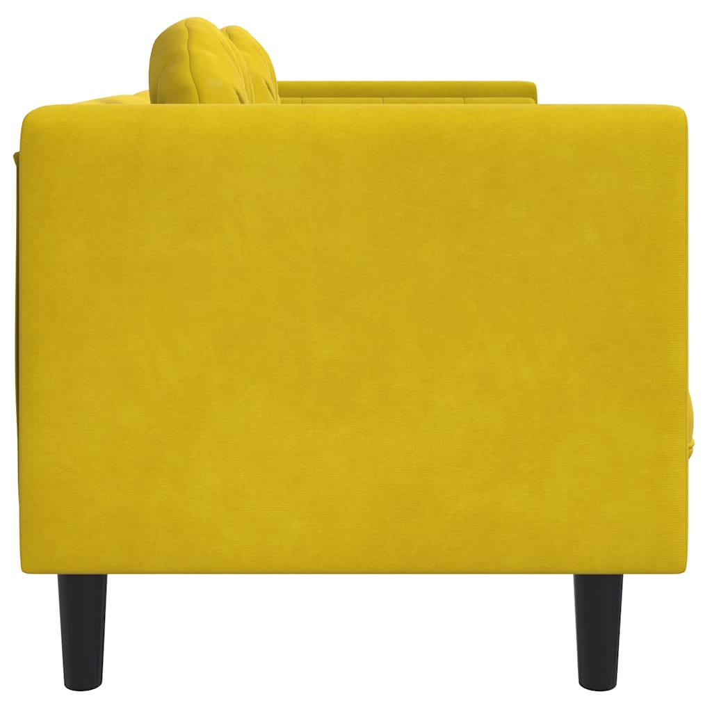 Sofá com almofadões 2 lugares veludo amarelo
