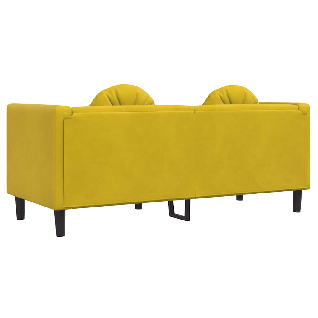 Sofá com almofadões 2 lugares veludo amarelo