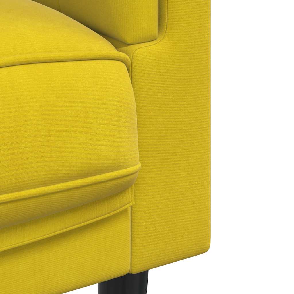 Sofá com almofadões 2 lugares veludo amarelo