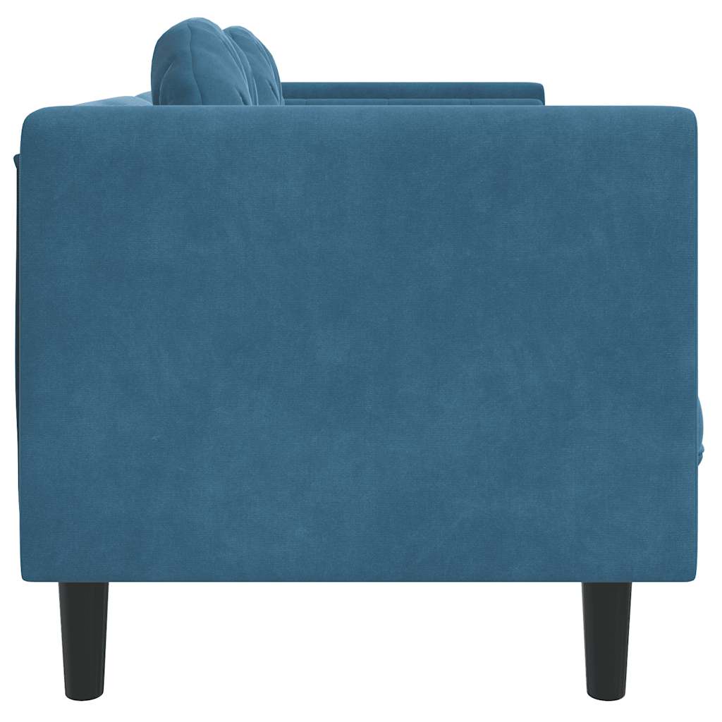 Sofá com almofadões 2 lugares veludo azul