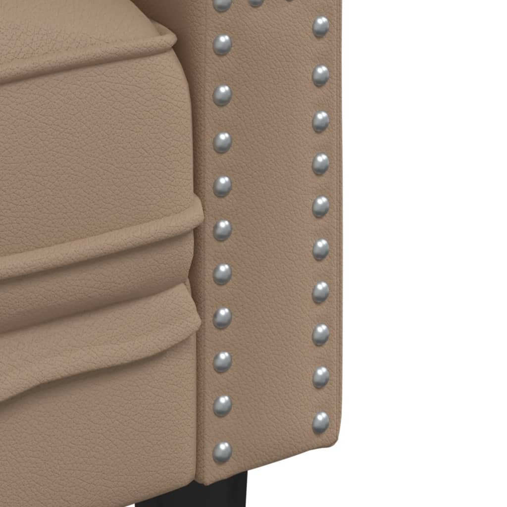 Sofá chesterfield couro artificial cappuccino