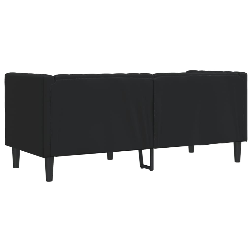 Sofá chesterfield 2 lugares couro artificial preto