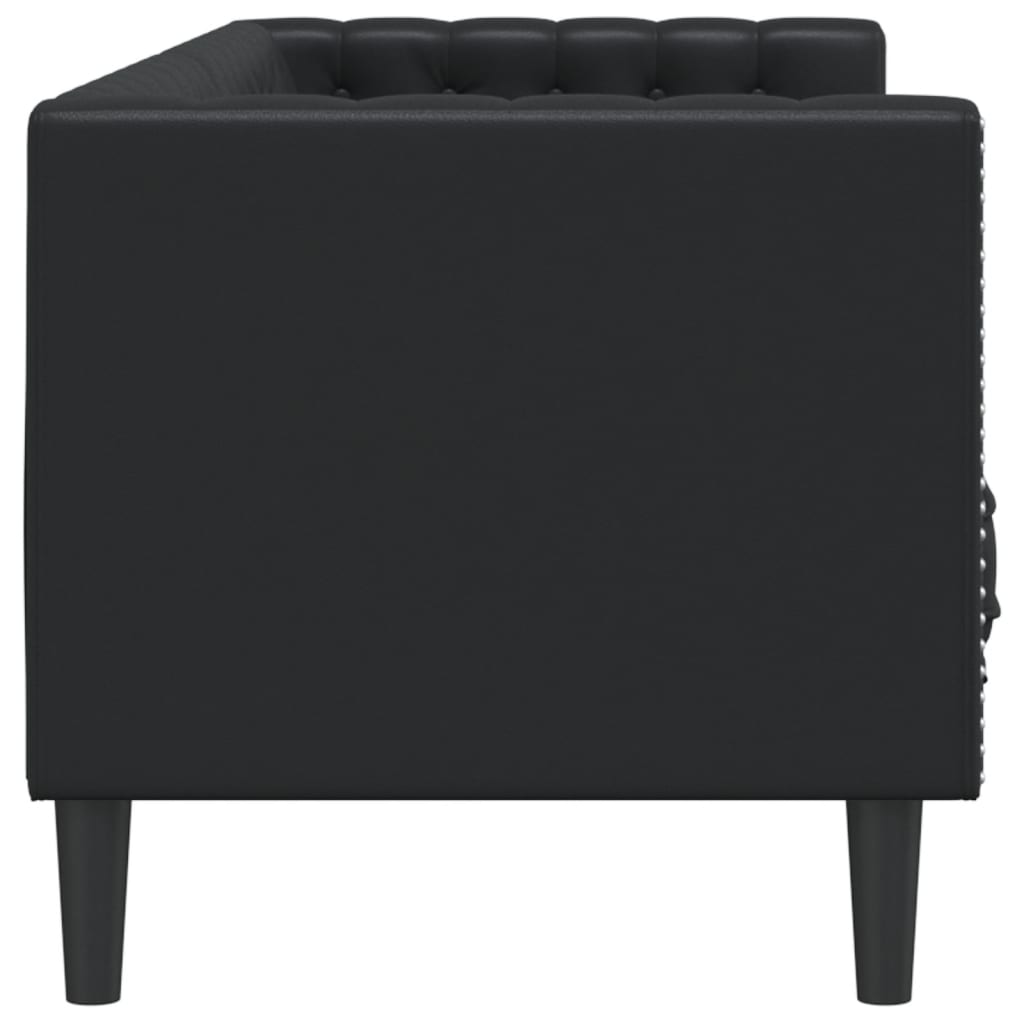 Sofá chesterfield 3 lugares couro artificial preto