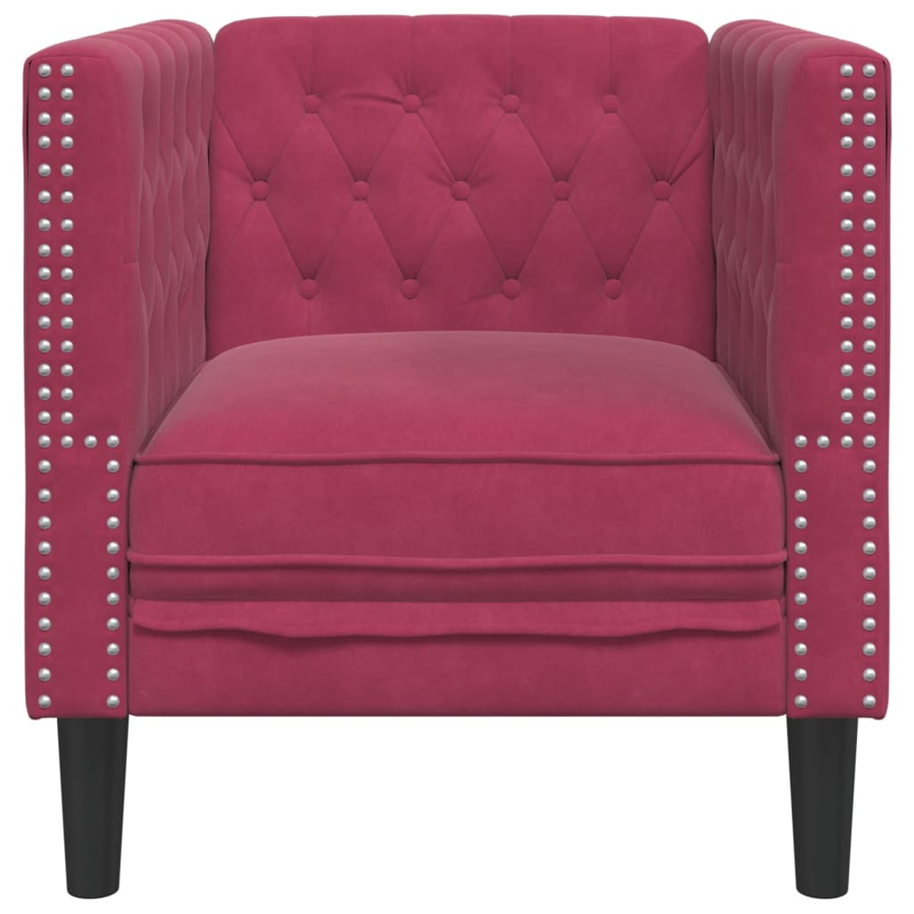 Sofá chesterfield veludo vermelho tinto