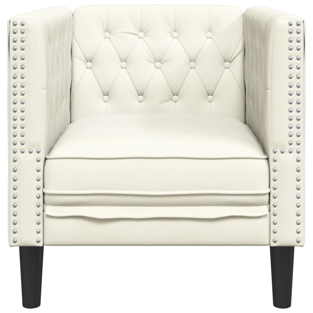 Sofá chesterfield veludo creme