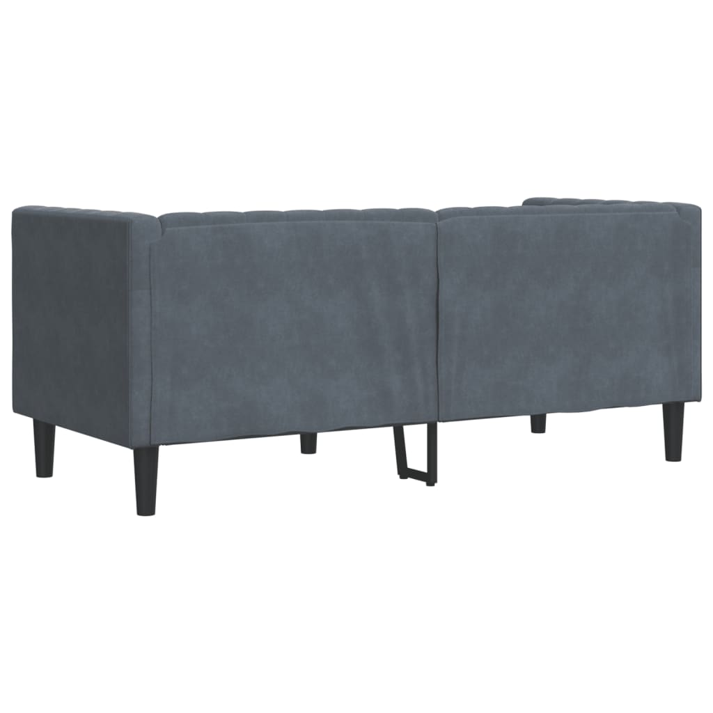 Sofá chesterfield com rolos 2 lugares veludo cinzento-escuro
