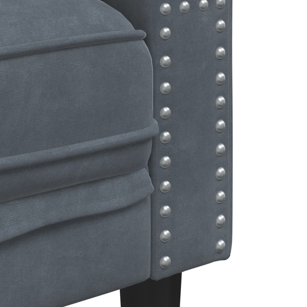 Sofá chesterfield com rolos 2 lugares veludo cinzento-escuro