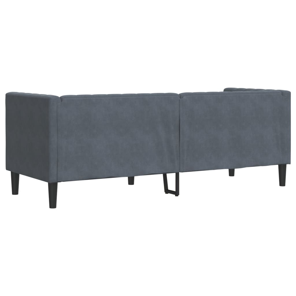 Sofá chesterfield com rolos 3 lugares veludo cinzento-escuro