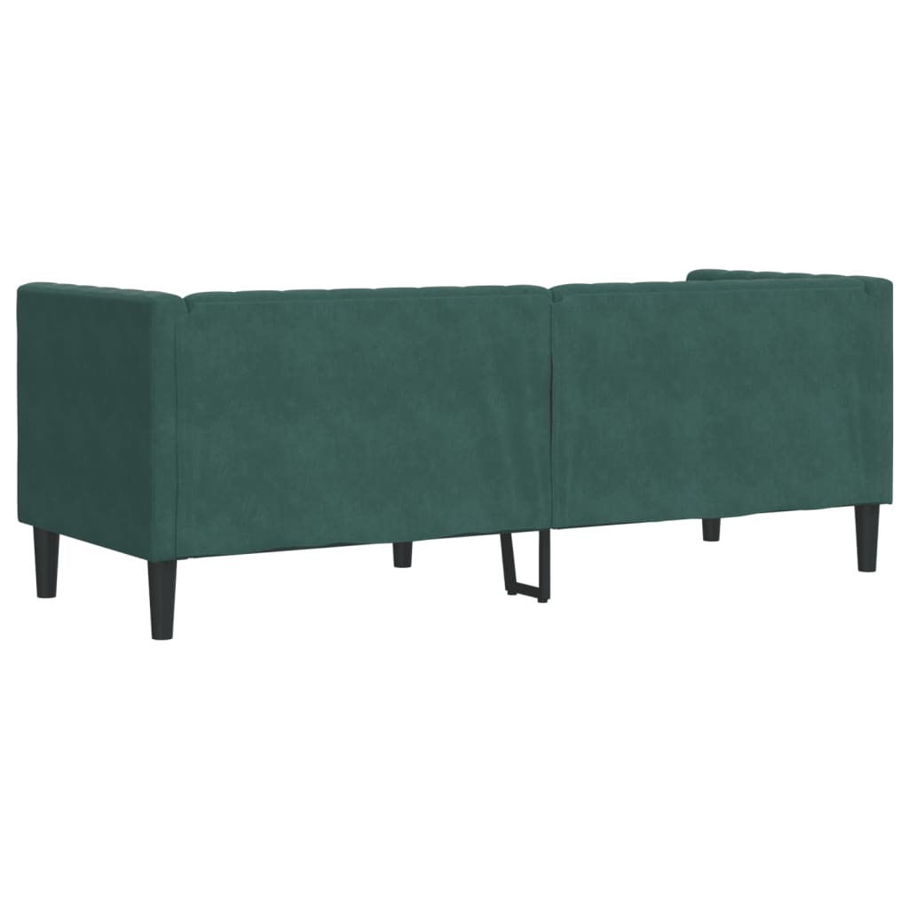 Sofá chesterfield com rolos 3 lugares veludo verde-escuro