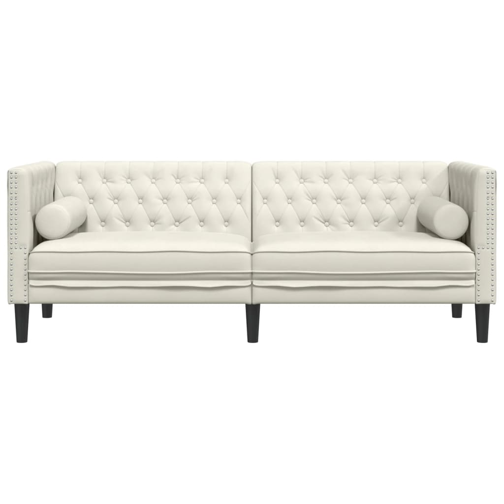 Sofá chesterfield com rolos 3 lugares veludo rosa