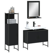 3 pcs conjunto móveis casa de banho derivados de madeira preto