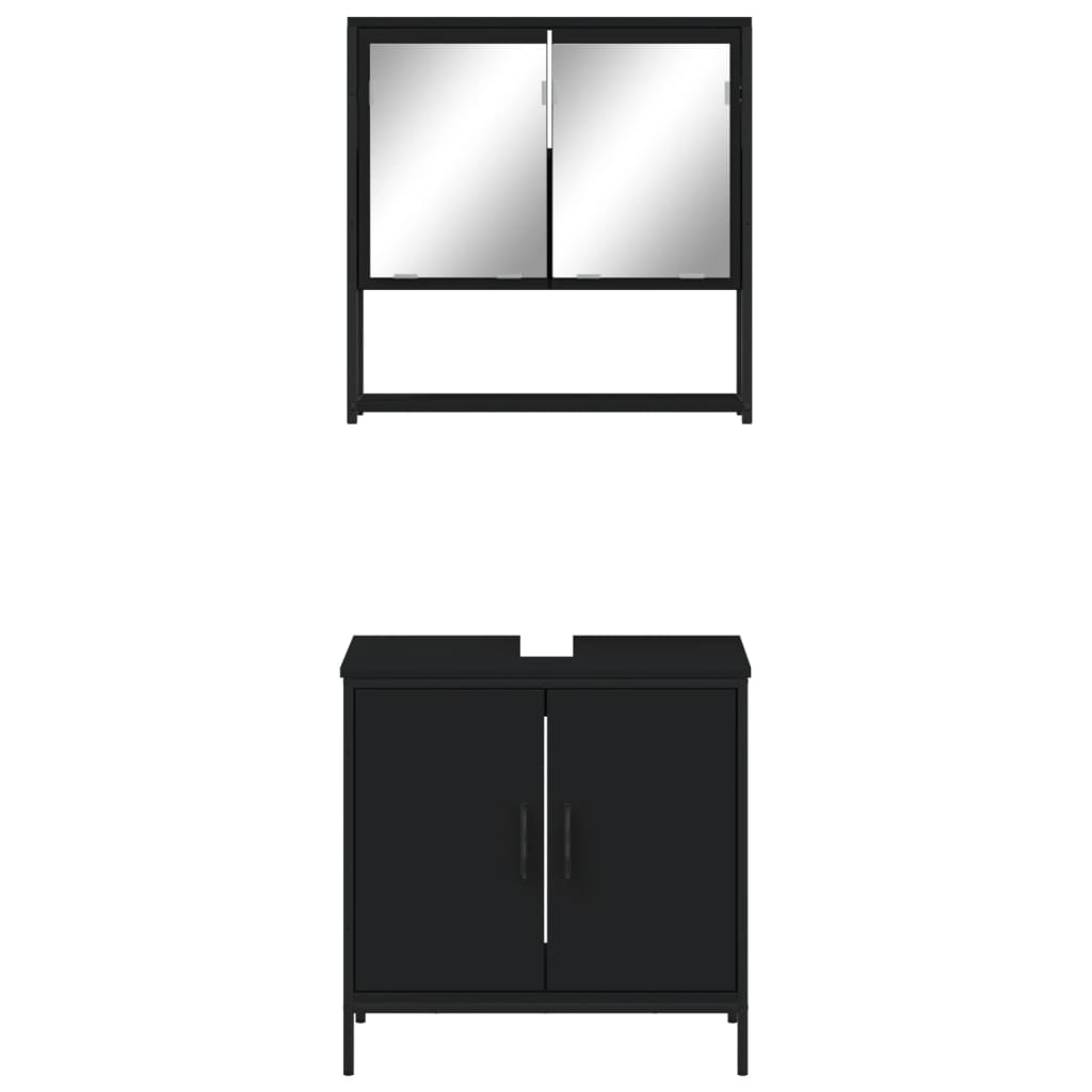 2 pcs conjunto móveis casa de banho derivados de madeira preto