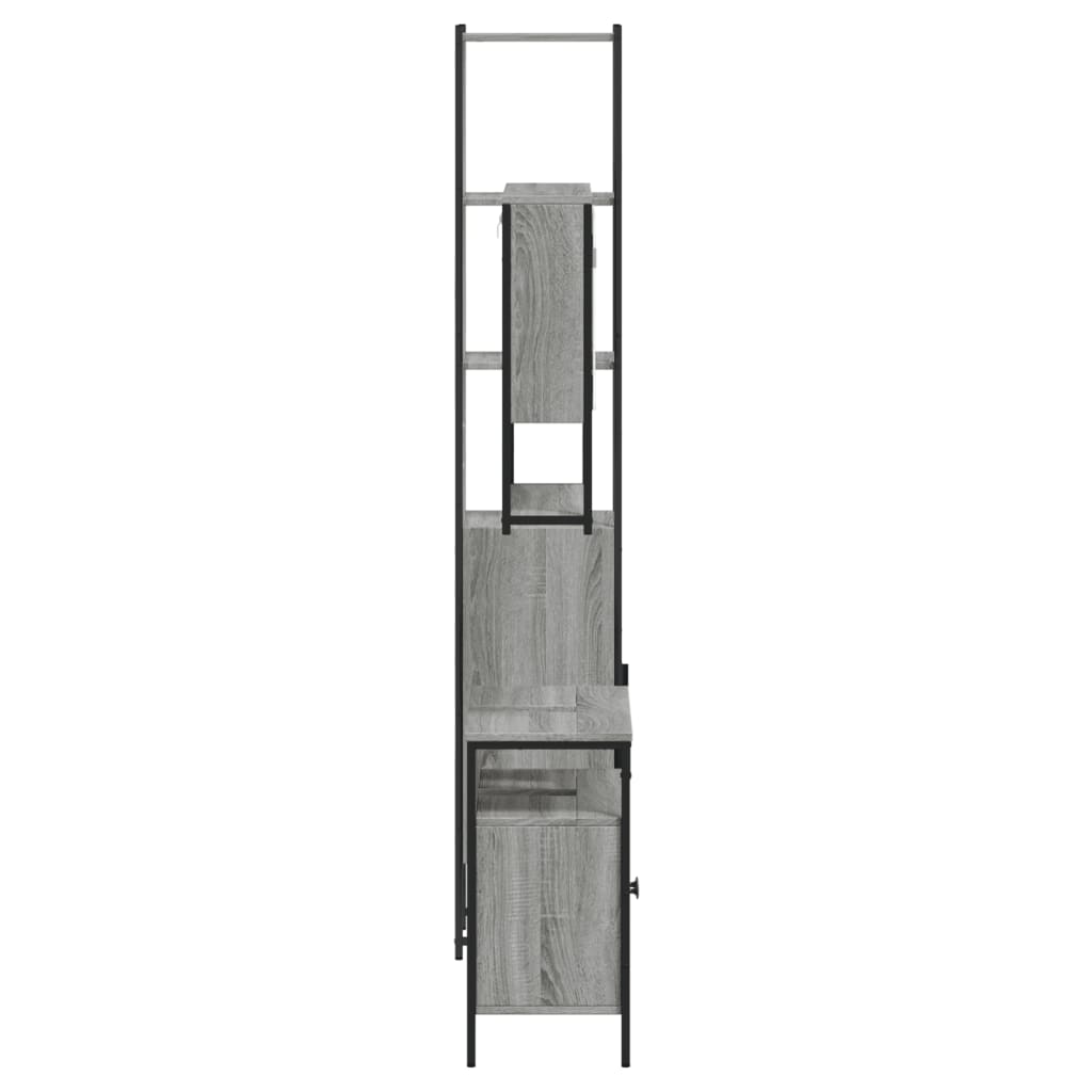 3 pcs Conjunto móveis casa de banho madeira proc. cinza sonoma