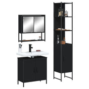 3 pcs conjunto móveis casa de banho derivados de madeira preto