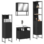 4 pcs conjunto móveis casa de banho derivados de madeira preto