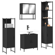 4 pcs conjunto móveis casa de banho derivados de madeira preto