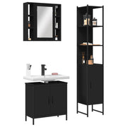 3 pcs conjunto móveis casa de banho derivados de madeira preto