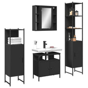 4 pcs conjunto móveis casa de banho derivados de madeira preto