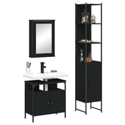 3 pcs conjunto móveis casa de banho derivados de madeira preto
