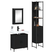 3 pcs conjunto móveis casa de banho derivados de madeira preto