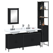 4 pcs conjunto móveis casa de banho derivados de madeira preto