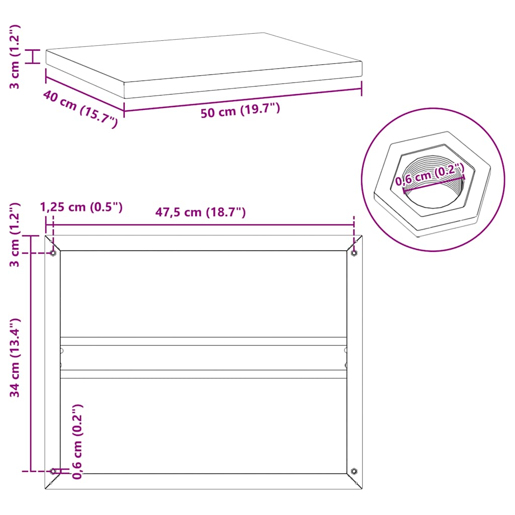Prateleiras de parede 2 pcs 50x40x3 cm aço inoxidável prateado