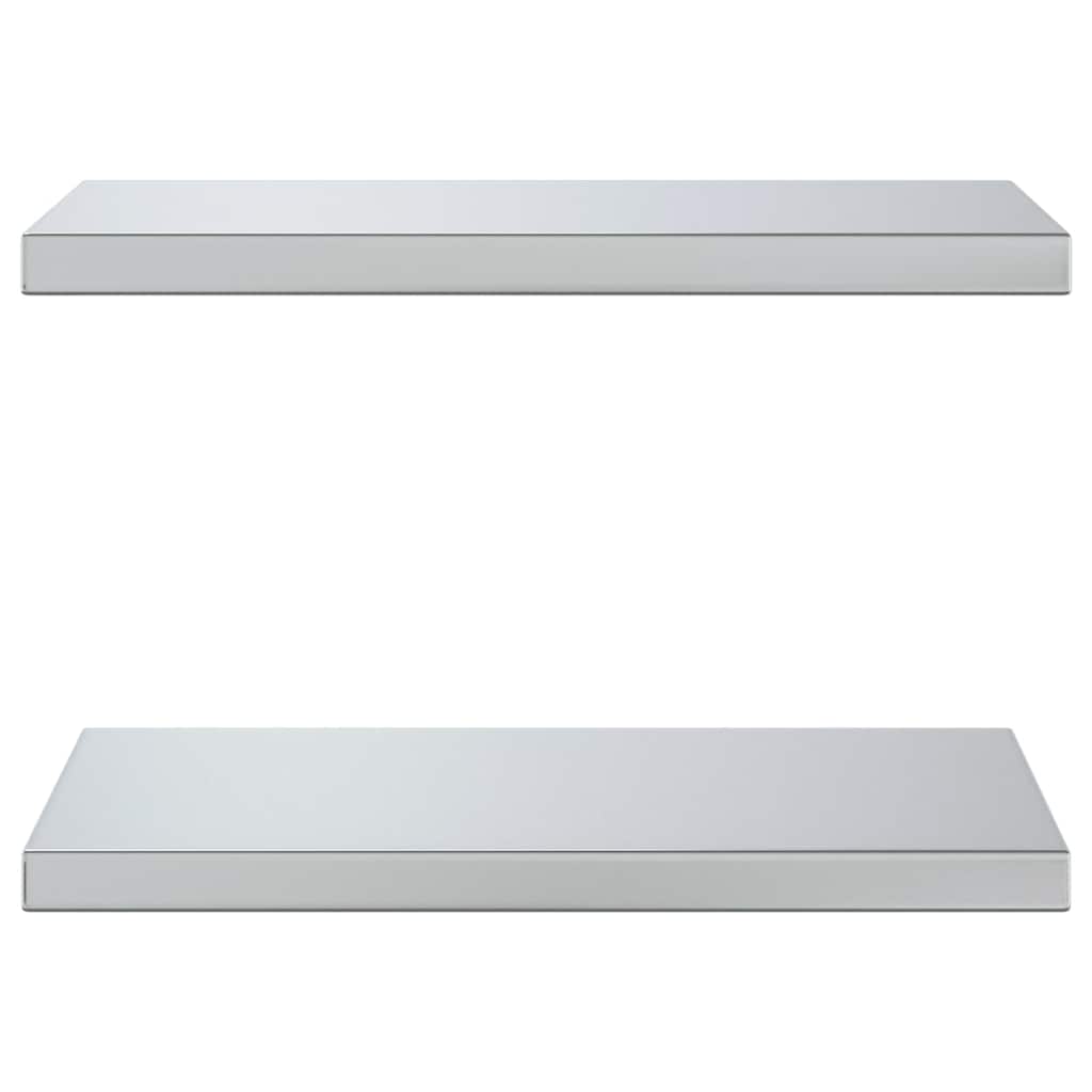 Prateleiras de parede 2 pcs 50x30x3 cm aço inoxidável prateado