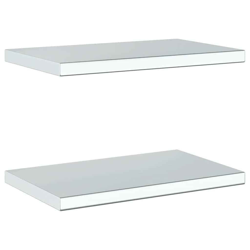 Prateleiras de parede 2 pcs 50x30x3 cm aço inoxidável prateado