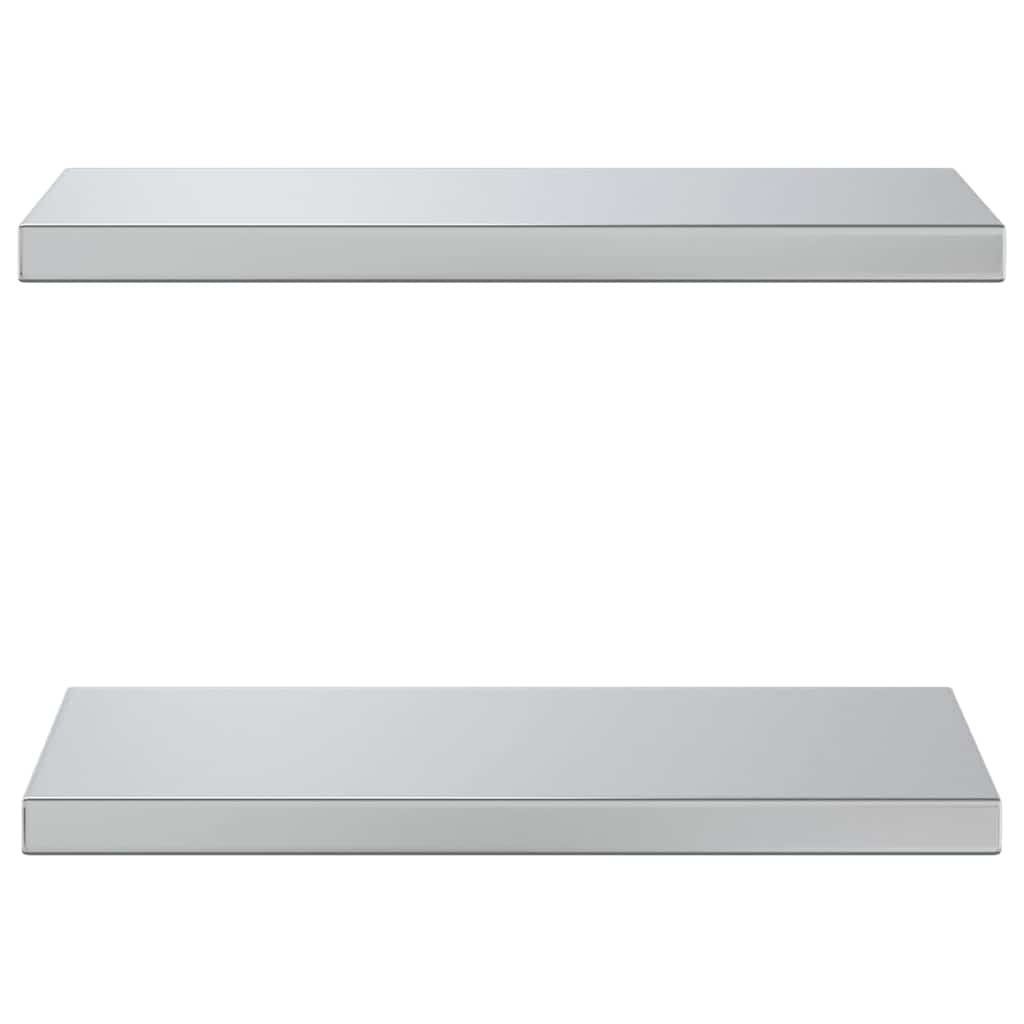 Prateleiras de parede 2 pcs 50x23,5x3cm aço inoxidável prateado