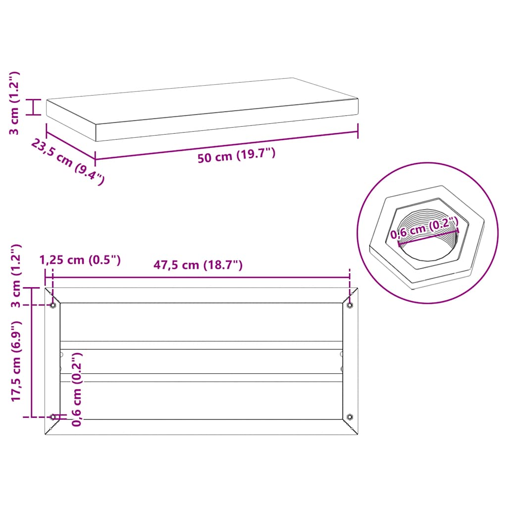 Prateleiras de parede 2 pcs 50x23,5x3cm aço inoxidável prateado