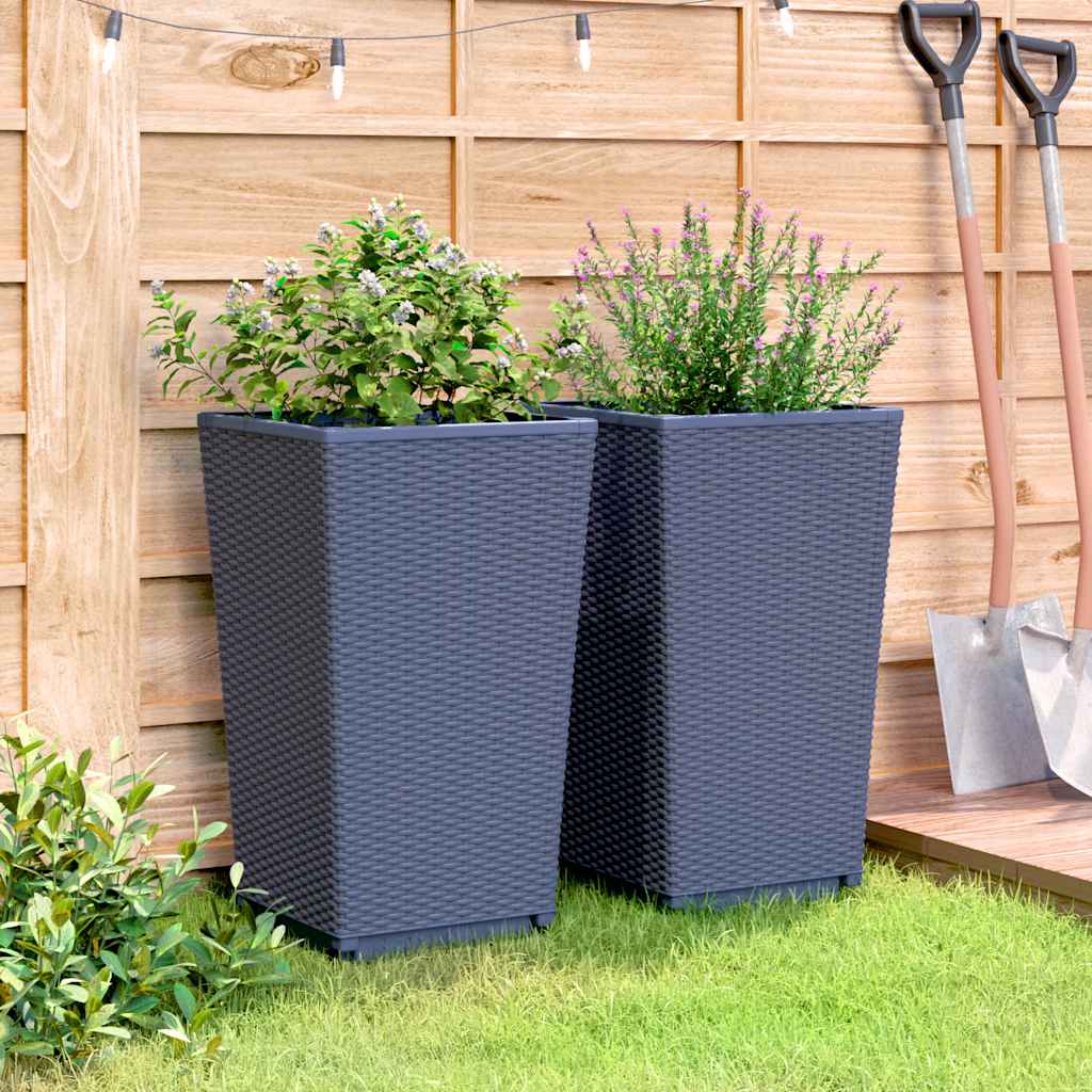 Vasos/floreiras 2 pcs 32,5x32,5x57 cm PP cinzento azul